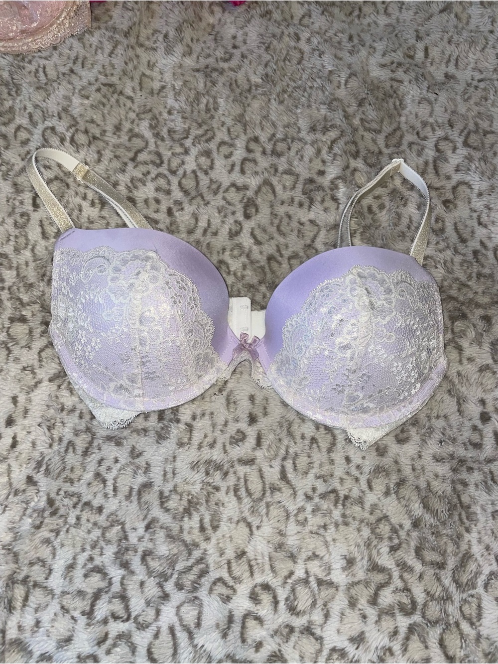 Victoria's Secret Lavender Push-Up Bra with Shimmer Lace Overlay